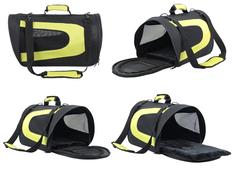 EliteField Deluxe Soft Pet Carrier (3 Year Warranty, Airline Approved), Multiple Sizes and Colors Available (18" L x 10" W x 11" H, Black+Lemon Green) - Image 4